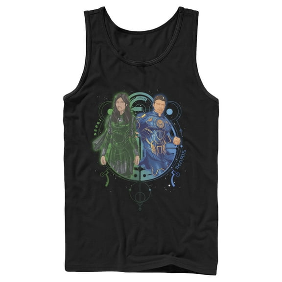 Men's Marvel Eternals Sersi and Ikaris Duo Tank Top Black Small