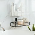 thumbnail image 3 of Raindrops 2pcs Bathroom Iron Storage Rack Free of Punch Shelves Shower Gel Hanging Frame (White with Sticker, Black with Sticker), 3 of 8