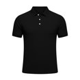 thumbnail image 4 of COSFO Short Sleeve Polo Tshirts Shirts for Men Black Ribbed Knit Casual Shirts Golf Pullover Business Collared Classic Fit Tops, 4 of 5