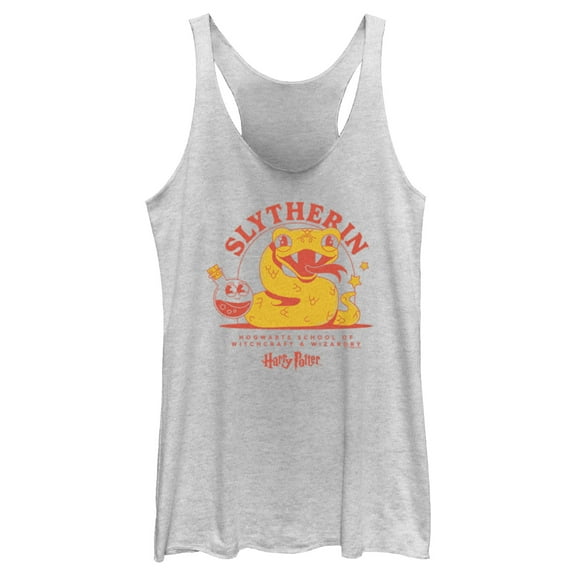 Women's Harry Potter Cute Slytherin Snake Racerback Tank Top White Heather Large