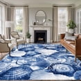 thumbnail image 2 of Area Rug 72×108in, Watercolor Blue Sea Shell Ocean Conch Floor Carpet Living Room Rug, Nautical Marine Creature Non-Slip Welcome Mat Indoor Rugs for Bedroom Dining Room, 2 of 9