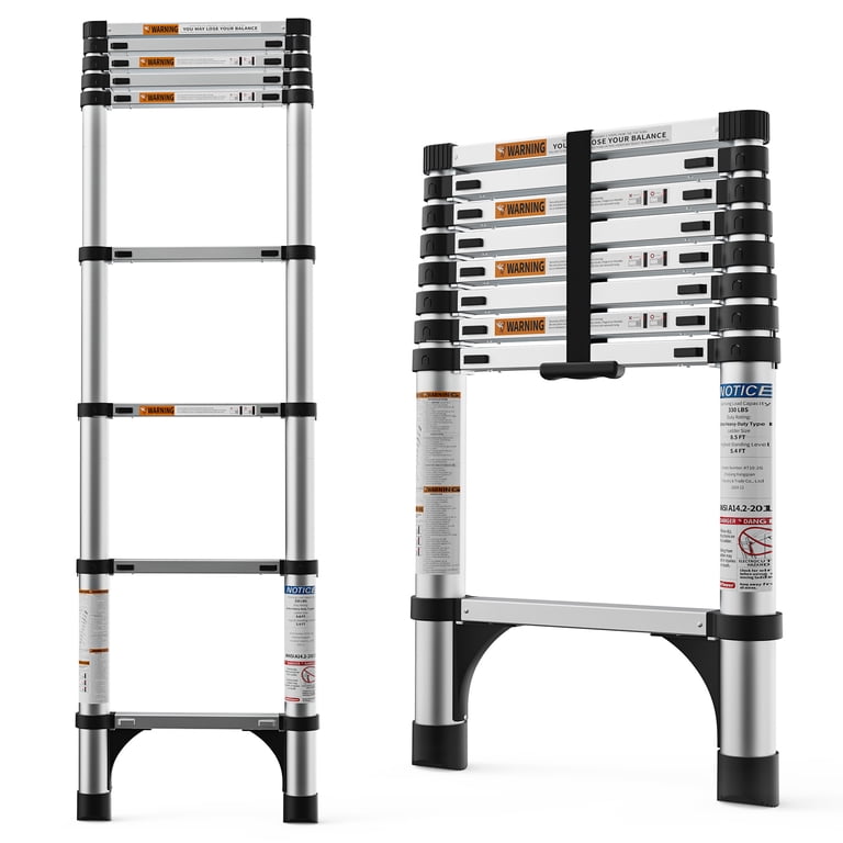 HBTower 8.5 Ft Aluminum Telescoping Ladder, 330 Lb Capacity photo 1