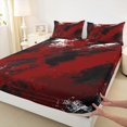 thumbnail image 3 of Manfei Female Men Oil Painting Graffiti Twin Sheet Sets 3pcs,Black Red Twin Fitted Sheet Microfiber,Vintage Aesthetic Breathable Flat Sheet,Lightweight Room Decor, 3 of 7