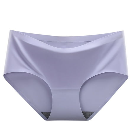 Tao Tao Women Panties Silk Soft Intimates Underwear For Women Seamless Mid-Waist Panties Briefs Underpants Purple M