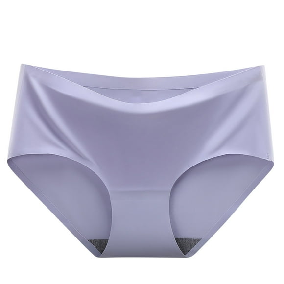 Mrat Cute Panties Women's New High-Waist Briefs Postpartum Belly-Up Hip Panties Satin Panties S-201 Purple M