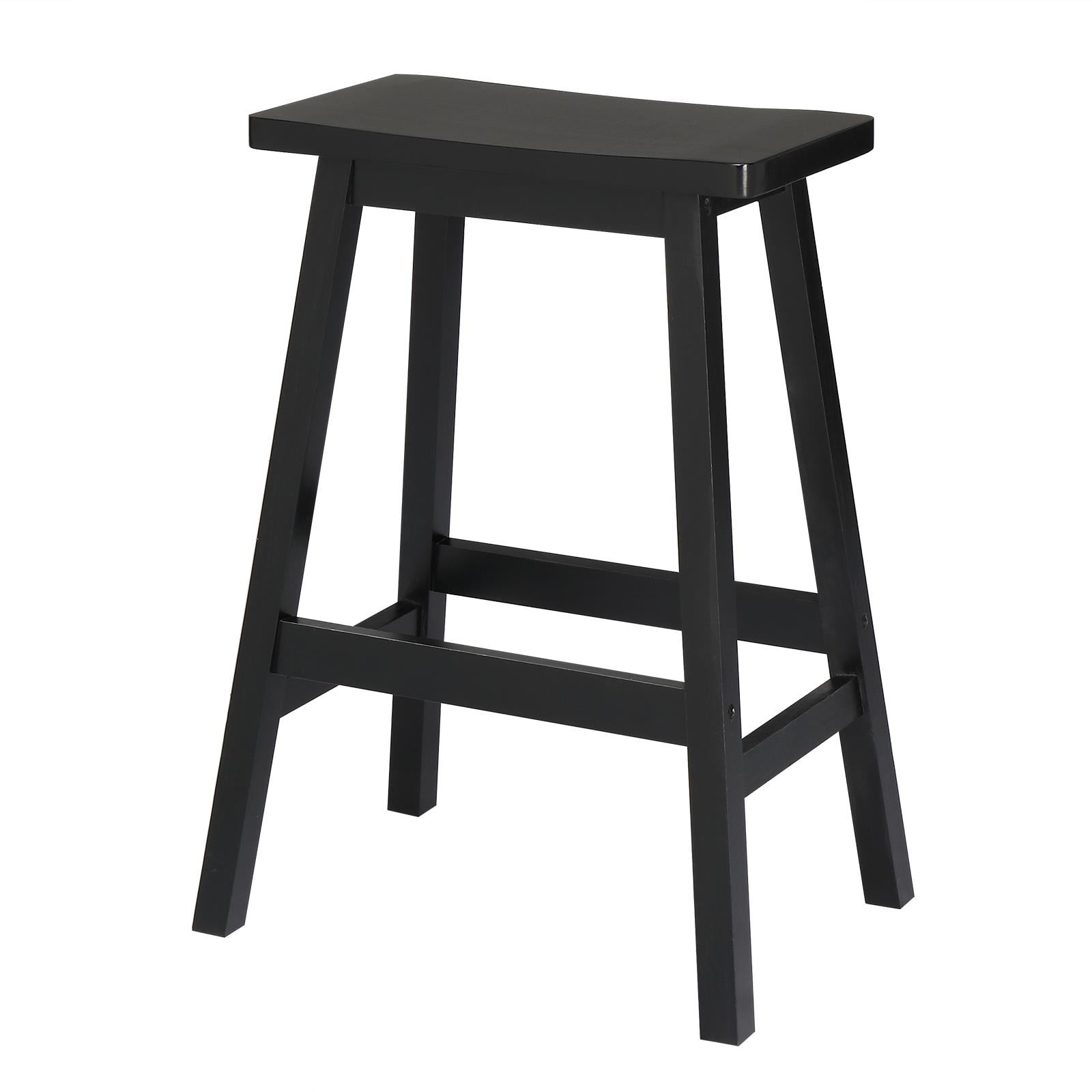 Ktaxon Saddle Seat 24" Bar Stools 2 Set, Set of 2 Counter Height Barstools Solid Wood Dining Room Kitchen Pub Chair,Black