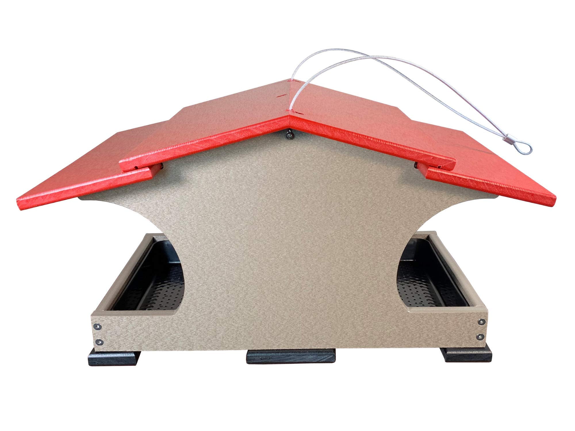 JCs Wildlife Large Poly Hopper Bird Feeder (Cardinal Red/Tan)
