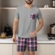 thumbnail image 3 of Mens Slim Fit Manga Corta Botón Abajo Camisas Cuello Redondo Impresión Set Deportivo, Cintura Elástica Traje Casual, 3 of 6