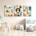 thumbnail image 5 of 3Pcs Framed Safari Animals Canvas Wall Art Prints Picture Boy Girl''s Kids RoomWall Decor for Classroom Shower Theme Decorations Nursery Baby Children''s Room Bedroom Ready to Hang (12"x16"x3), 5 of 6