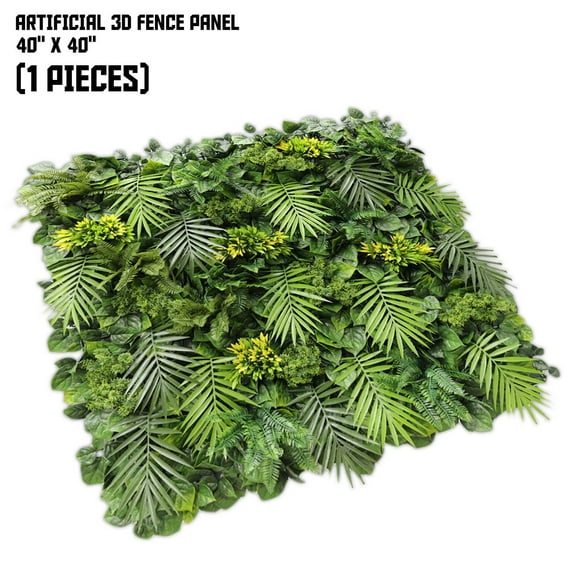 40"x40" inch Sunshades Depot Artificial #8 3D Mixed Panel Fence Privacy Screen Evergreen Hedge Panels Fake Plant Wall (1pc)