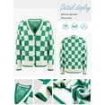 thumbnail image 7 of Xuanfei Women Buffalo Plaid Color Block Single-Breasted Knitted Sweater Cardigan, 7 of 7
