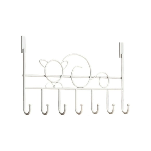 Crochet de Porte en Forme de Chat Organisateur Sans Perçage Support Mural Solution de Rangement pour Vêtements Accessoire Décoratif Blanc C-230 Blanc