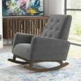 thumbnail image 6 of Walker Pillow Back Fabric Linen Nursery Rocking Chair in Dark Gray (Set of 2), 6 of 7