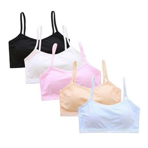 Girls Padded Training Bras 10-15 Teen Student Teens & Big Girls Cotton Breathable Bra Elastic Shoulder Straps Adjustable Straps Fixed Pads