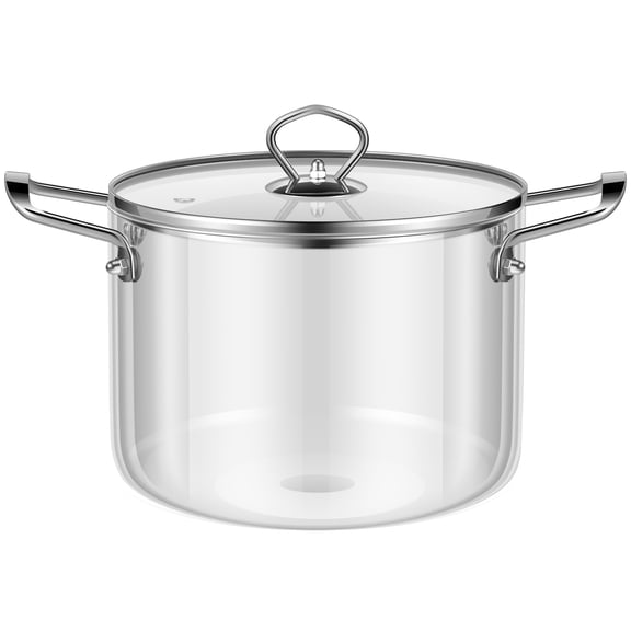 3.5L Glass Cooking Pot Heat Resistant Simmer Pot Clear Glass Pots with Pot Lid and Two Handle Borosilicate Glass Cookware for Stove Gas Cooktop Microwave Oven