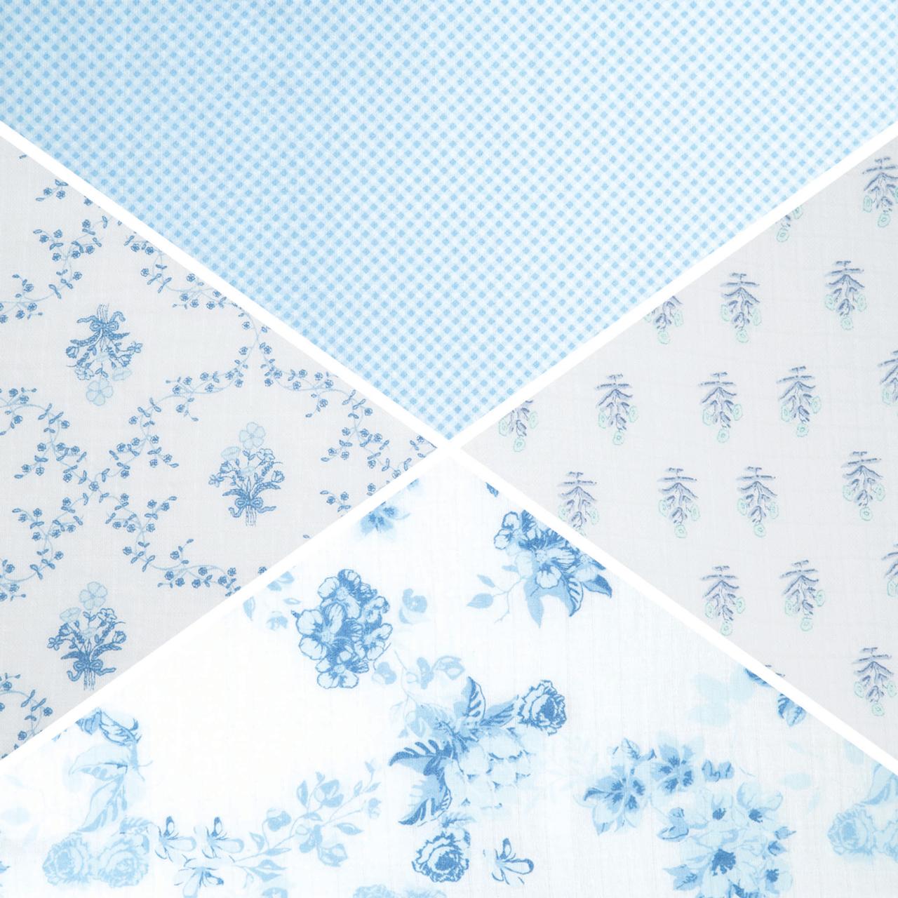 Delta Children 100% Cotton Muslin Baby Receiving Blankets for Girls and Boys – 47x47 Inches (Pack of 4), Blue Botanicals