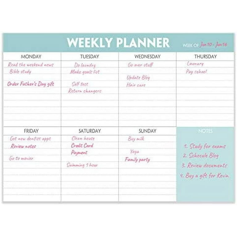 Weekly Planner Notepad - Tear Off Planning Pad with Daily Schedule