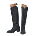 thumbnail image 4 of Women's Glitter Knee High Boots, Fashion Party Dress Shoes with Heel, Shiny Evening Dance Boots for Women, 4 of 9