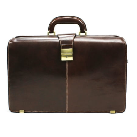 Mens Leather Lawyers Laptop Briefcase Top Handle Italian Leather by Tony Perotti