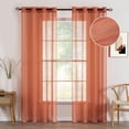 thumbnail image 1 of 2 Panneaux Rideaux de Fenêtre Semi-Transparents Terracotta Boho à Œillets Voilage Texturé en Lin pour Chambre Salon Rouille Rétro Automne Déco Moderne (54X84 Pouces), 1 of 9