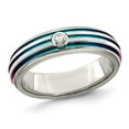 thumbnail image 1 of Bague Homme 6mm Titane Triple Rainure Saphir Blanc, 1 of 4
