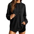 thumbnail image 2 of Vivianyo HD Women's Long Sleeve Mock Neck Sweatshirt, Curved Hem Loose fit Pullover Top for Women, Fall Casual Knit for Short Trip and Home Relaxation, Sizes S-2XL, 2 of 8