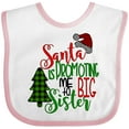 thumbnail image 3 of Inktastic Santa is Promoting Me to Big Sister Green Plaid Tree Girls Baby Bib, 3 of 4