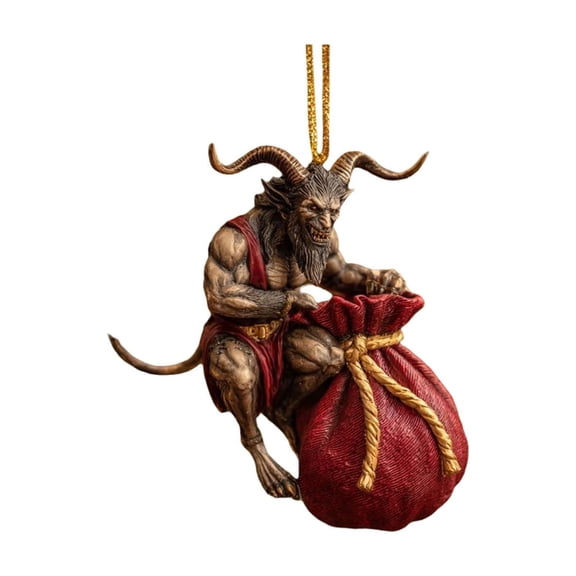 Krampus Legend Acrylic Christmas Tree Ornaments, 3.93in Pre-Strung Hanging Rope, Spooky Folklore Style Holiday Tree Decor Collection, 1 Pack #C