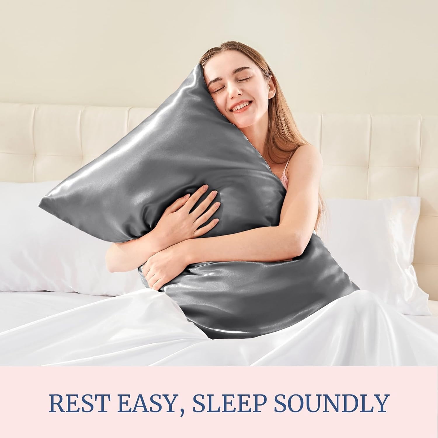 Satin Pillowcase for Hair and Skin, Super Soft and Cooling Similar to Silk Pillow Cases 2 Pack with Envelope Closure, Gift for Women Men