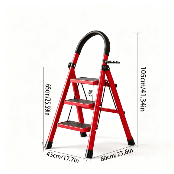 Folding 5/4/3/2 ladder with a load-bearing capacity of 500 pounds, anti slip tread belt and safety lock ladder, rust proof material, strong load-bearing capacity, not easy to overturn, suitable for h