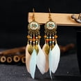 thumbnail image 4 of Bohemian Vintage Jewelry For Women 2024 Trendy Carved Leaf Feather Tassel Long Earrings, 4 of 23
