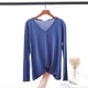 thumbnail image 4 of Autumn V Neck Tshirt Long sleeves Soft comfortable T-shirt Solid color Basic Bottoming Tee Tops O Neck undershirt, 4 of 5