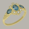 thumbnail image 2 of LBG British Made 14k Yellow Gold ring with Natural Blue Topaz & Diamond Womens Engagement Ring - 33 size options - Size 11, 2 of 5