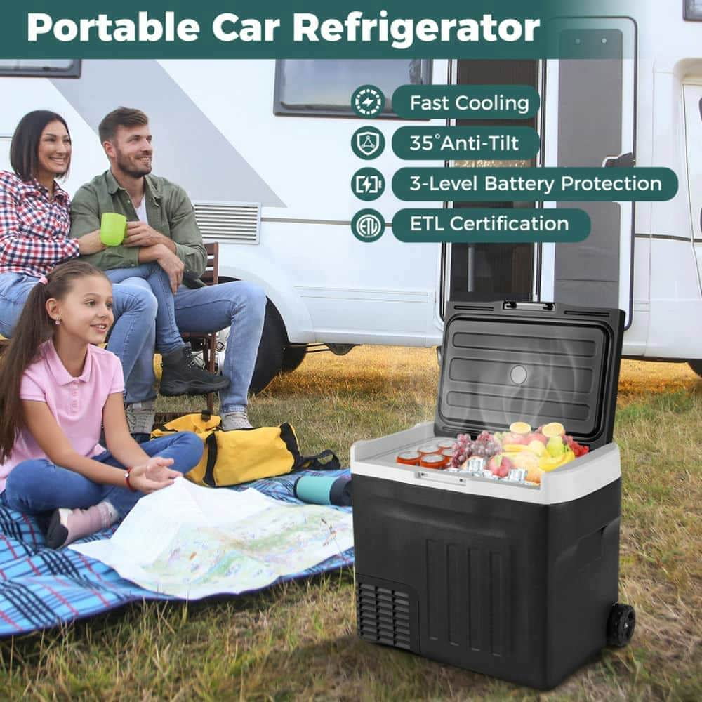Yardi Yarda 12V Car Refrigerator 42QT with Touch Panel and Removable Divider-L, Camping Cooler for Outdoor as Yard, Black