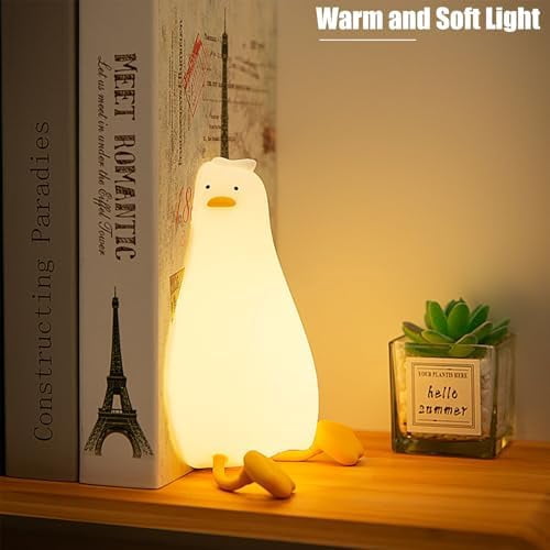 Cute Duck Night Light, Squishy Duck Novelty Animal Lamp, 3 Level Dimmable Nursery Nightlight with Timer, Food Grade Silicone Touch Night Light Fun Gifts for Kids Boys Girls Baby