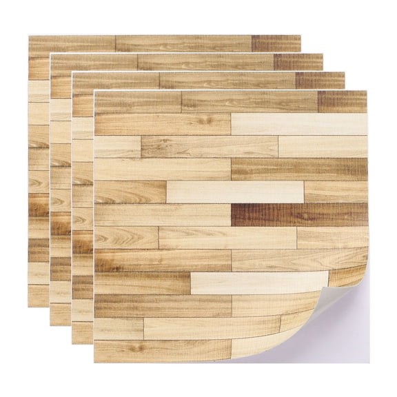 Uxcell Dollhouse Flooring, 3.94" Square, PU Self Adhesive Miniature Dollhouse Wood Flooring Peel and Stick (Yellow) - (Applications: for Dollhouse Decoration), 4-Pieces