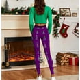 thumbnail image 5 of Gamivast Christmas Leggings for Women Soft Striped High Waisted Christmas Tree Pajama Pants Stretchy Tummy Control Ankle Length Workout Running Leggings Winter Fashion Outfits, 5 of 6
