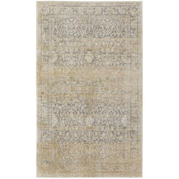 HomeRoots 513265 4 x 6 ft. Gray & Ivory Abstract Power Loom Distressed Rectangle Area Rug