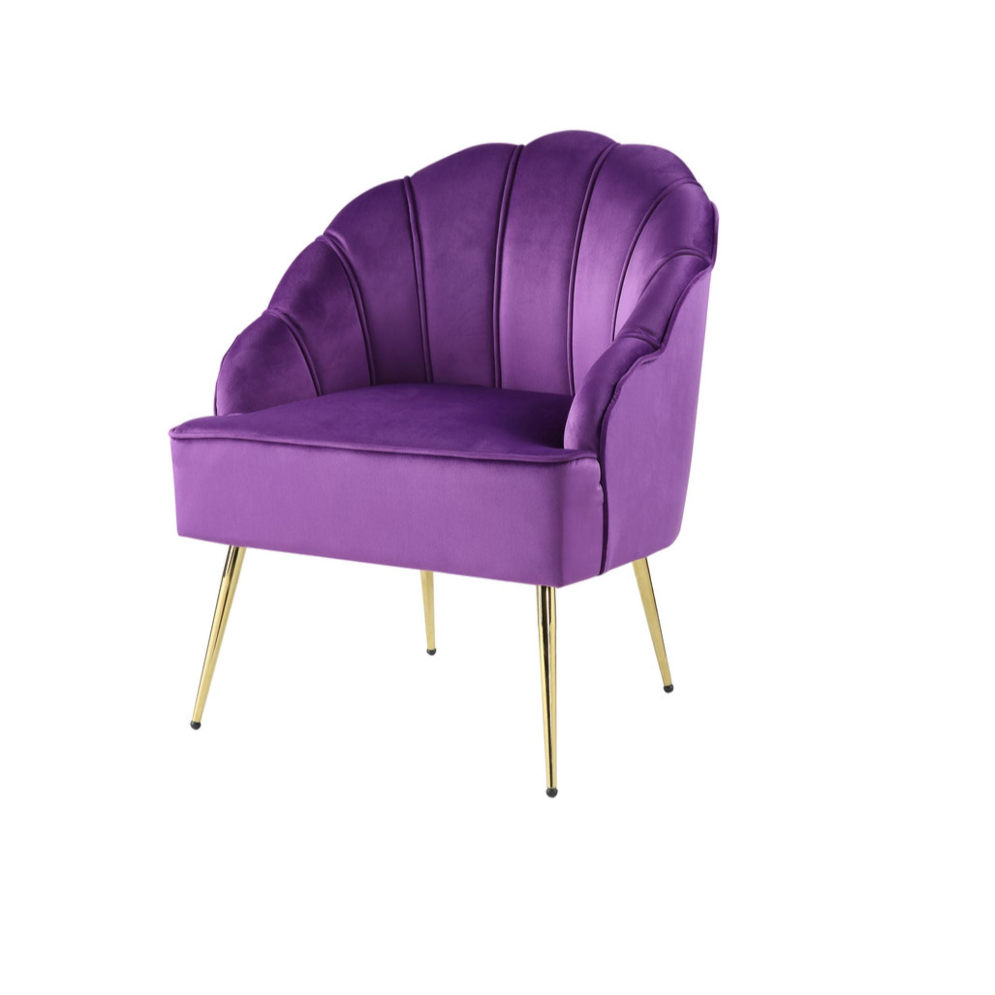 31" Naomi Purple Velvet Wingback Accent Chair with Metal Base