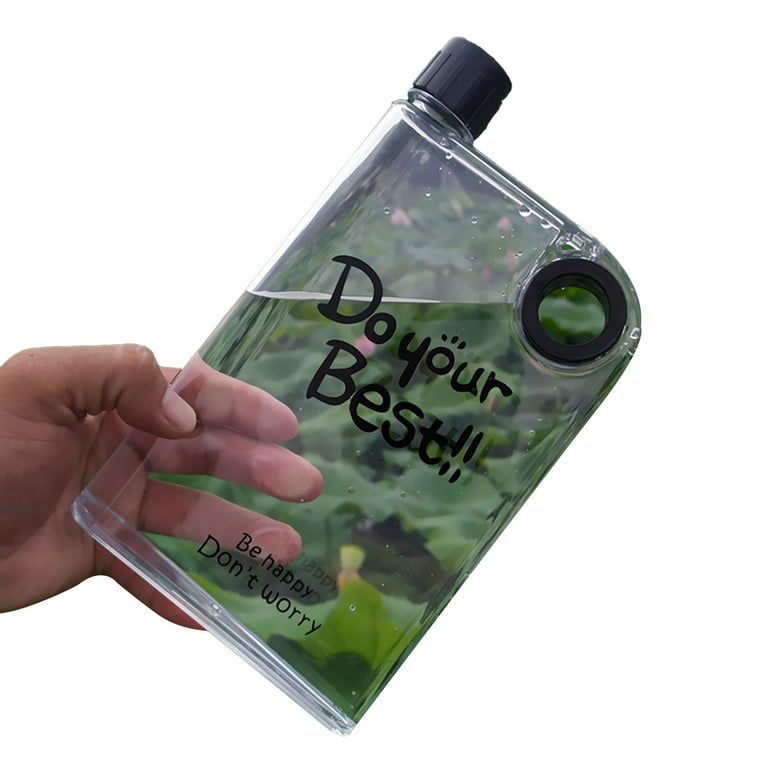 Clear Reusable Slim Flat Water Bottle 380ML Portable - Fits in Pocket  &Random Corner.for School,Sports, Travel, Dining Time 