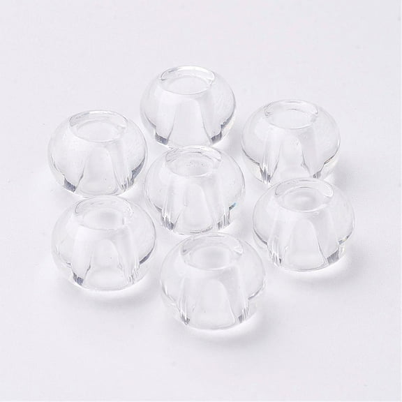 100pcs Glass European Beads Large Hole Beads Rondelle Clear 14~15x10mm Hole: 5~6.4mm