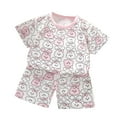 thumbnail image 2 of YHAJDS Infant Kids Summer Clothes 2 Piece Bunny Print Short Sleeve Tops and Shorts Set, 2 of 3