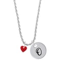 thumbnail image 1 of Delight Jewelry Acrylic 5/16" Maroon Heart Silvertone Script Initial Disc - O - Charm Necklace, 20"+3", 1 of 4