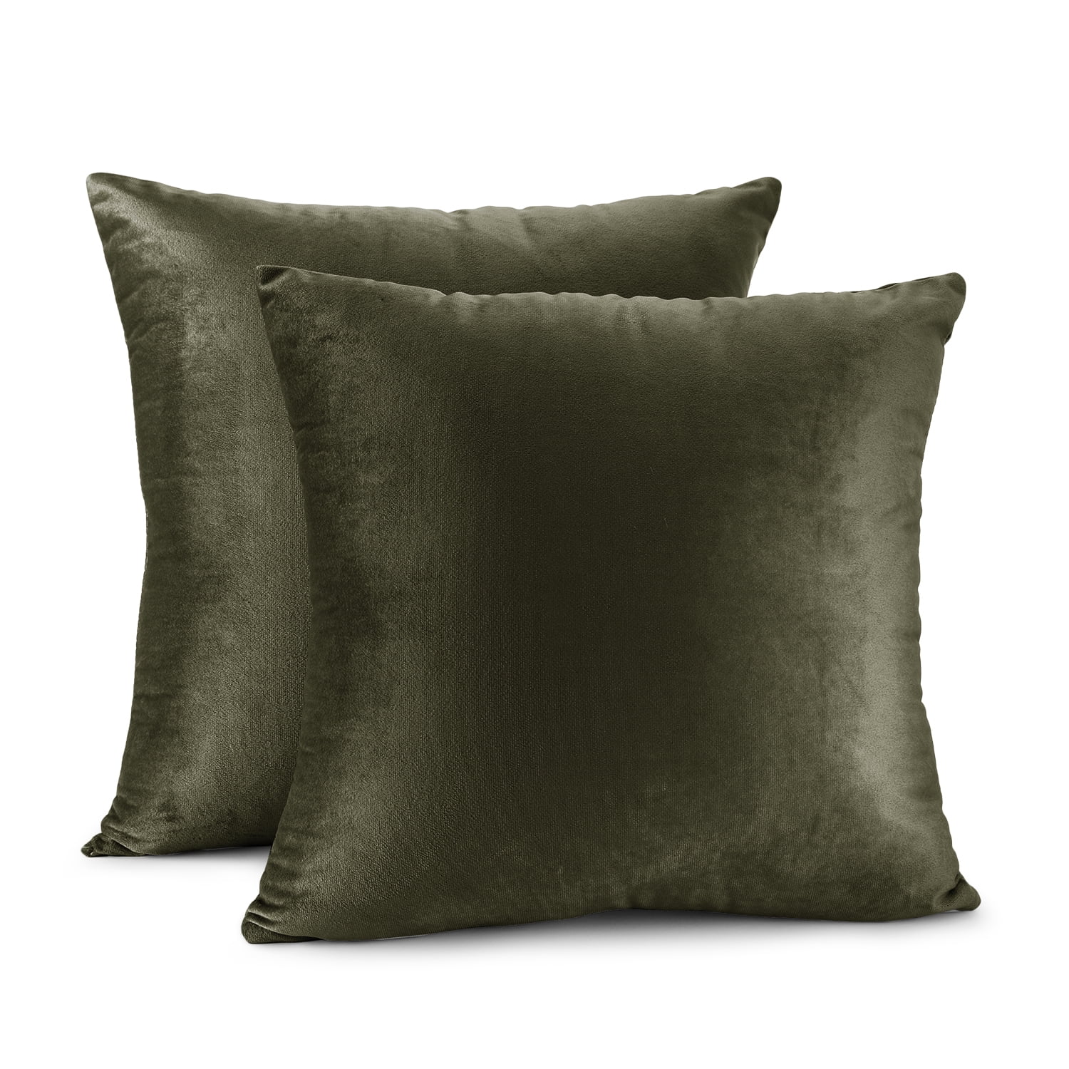 Clara Clark Plush Solid Decorative Microfiber Square Throw Pillow Cover with Throw Pillow Insert for Couch, Khaki, 28"x28"", 4 Piece Decorative Soft Throw Pillow Set