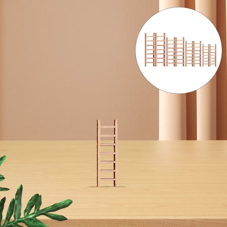 CIMAXIC 8pcs Fairy Garden Ladder Wooden Khaki Compact Ladder for Landscape Design