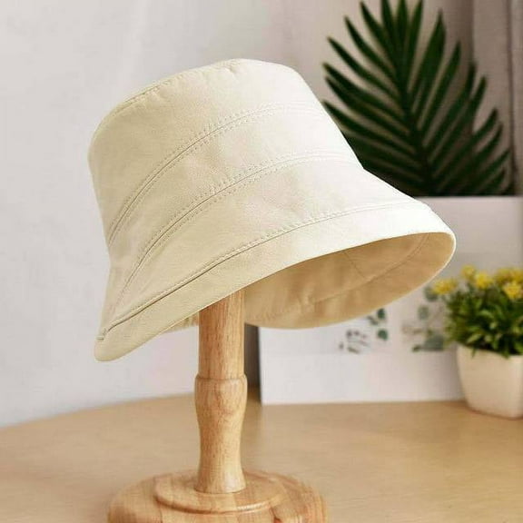 CoCopeanut Solid Color Women Bucket Hat Summer Foldable Sunscreen Panama Fisherman Hat Female Outdoor Sun Prevent Hat Present