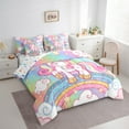 thumbnail image 3 of Feelyou Girls Cute Unicorn Twin Bedding Sets 7pcs, Kawaii Rainbow Galaxy Bedding Comforter Set, Cartoon Clouds Stars Sheet Sets, Blue Room Decor, 3 of 8
