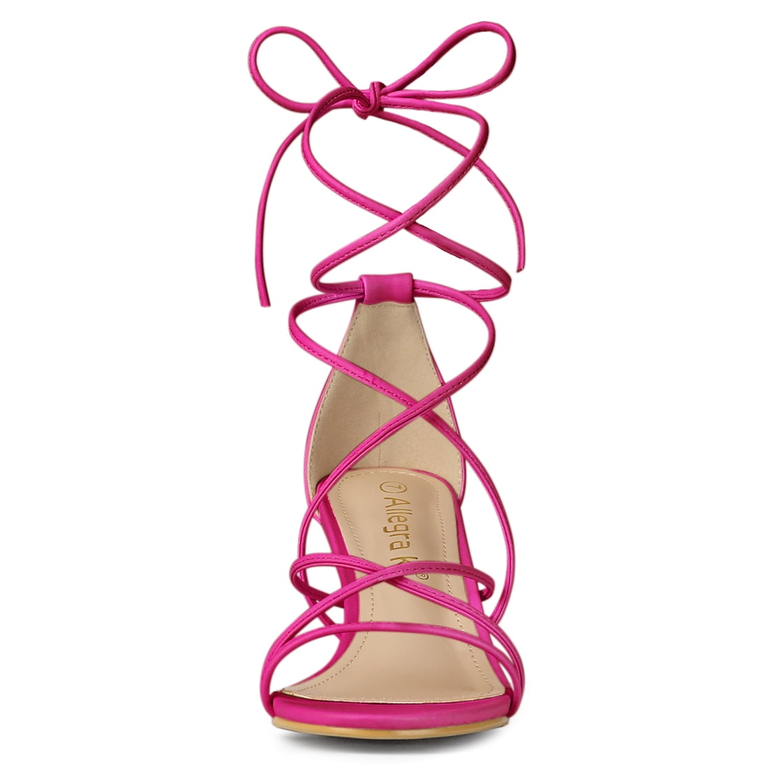 DARING DIVA Women's Strappy Kitten Heel Lace Up Sandals Hot Pink 8.5