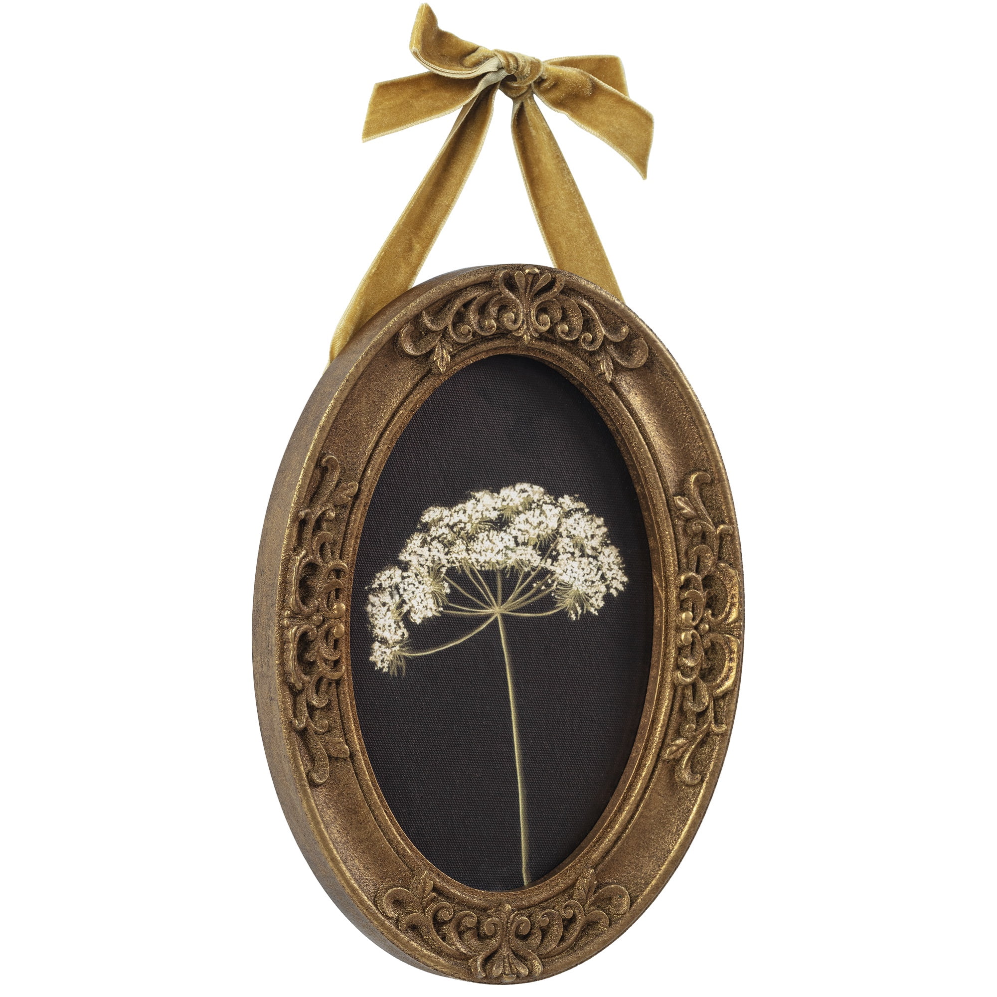 My Texas House Spring Art Wht botanical on blk Framed Canvas w/Velvet Hanger 6x8
