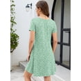 thumbnail image 4 of Chiclily Women's Summer Casual T-Shirt Dress - Short Sleeve Crisscross V-Neck Swing A-Line Tunic Sundress with Pockets, Leaves Green Size S, 4 of 6